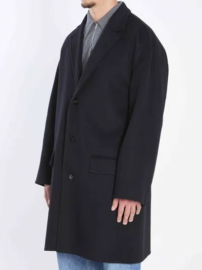 Bottega Veneta Wool Coat With Notched Lapel And Pockets In Black