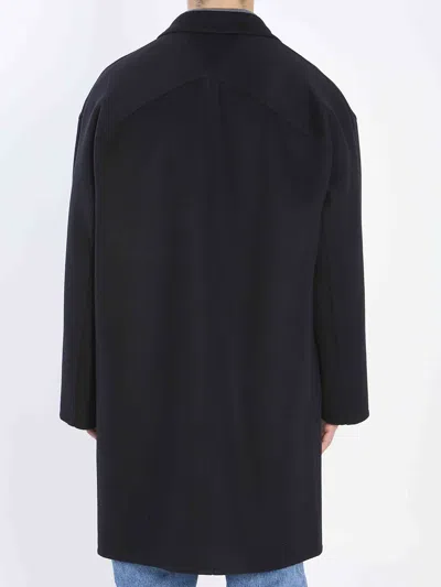 Bottega Veneta Wool Coat With Notched Lapel And Pockets In Black