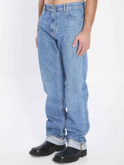 Bottega Veneta Straight Jeans With Five Pockets And Belt Loops In Blue