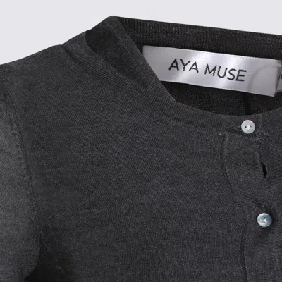 Aya Muse Dark Grey Silk Mini Dress In Gray