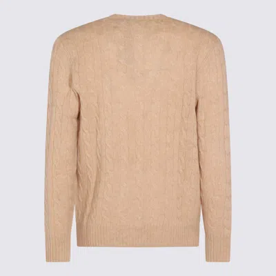 Polo Ralph Lauren Beige Cable Knit Crewneck Sweater With Pony Embroidery On The Front In Wool And Cashmere Man In Nude