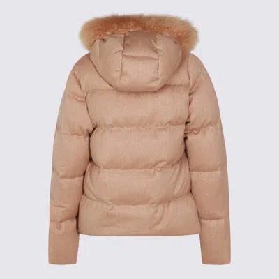 Eleventy Insulated Jackets With Fur Trim Hood In Brown