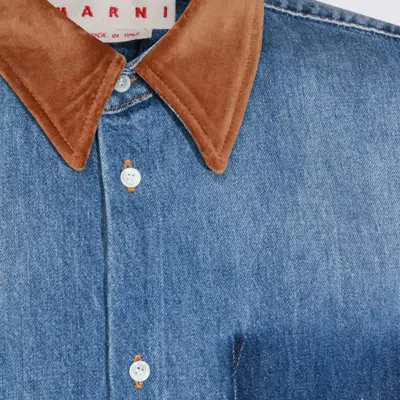 Marni Long Sleeve Shirt Contrast Collar In Blue