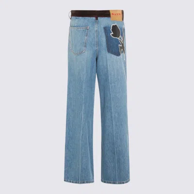Marni 5-pocket Denim Trousers Contrast Waistband In Blue