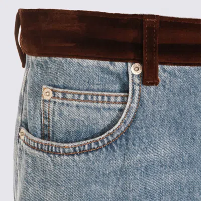 Marni 5-pocket Denim Trousers Contrast Waistband In Blue