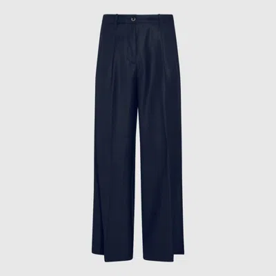 Nine In The Morning Navy Wool Pants In Blue