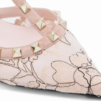 Valentino Floral Pattern Open Side Stiletto Pumps In Neutral