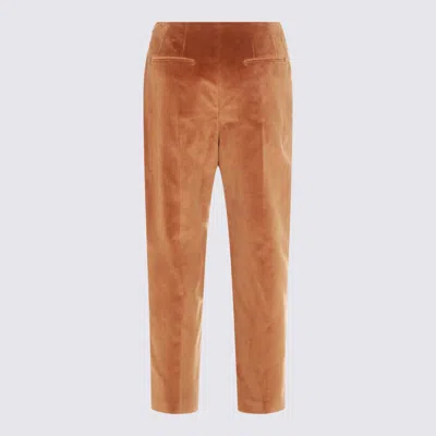 Marni High Waist Cropped Velvet Trousers With Pockets In Gold