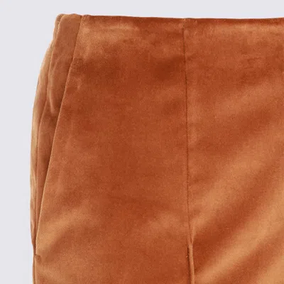 Marni High Waist Cropped Velvet Trousers With Pockets In Gold