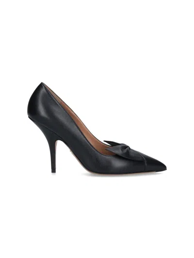 Ferragamo Stylish Pumps With Pointed Toe And Bow In Black
