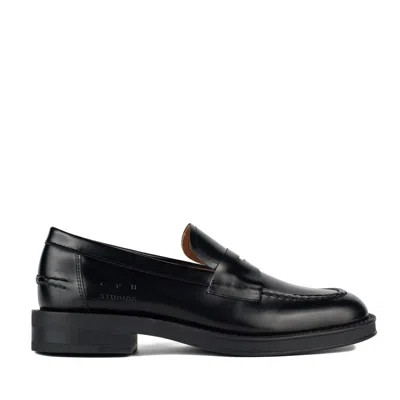 Copenhagen Black Smooth Leather Penny Loafer In Black