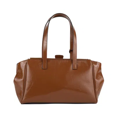 Hidesins Basset Elisir Caramel Bag In Shiny Calfskin Leather In Brown