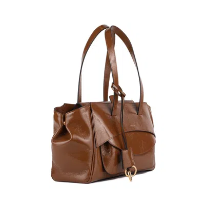 Hidesins Basset Elisir Caramel Bag In Shiny Calfskin Leather In Brown