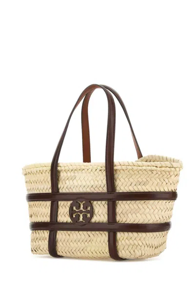 Tory Burch Raffia Small Ella Bucket Bag In Brown
