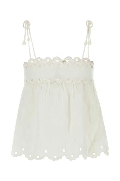 Farm Rio White Linen Top In White