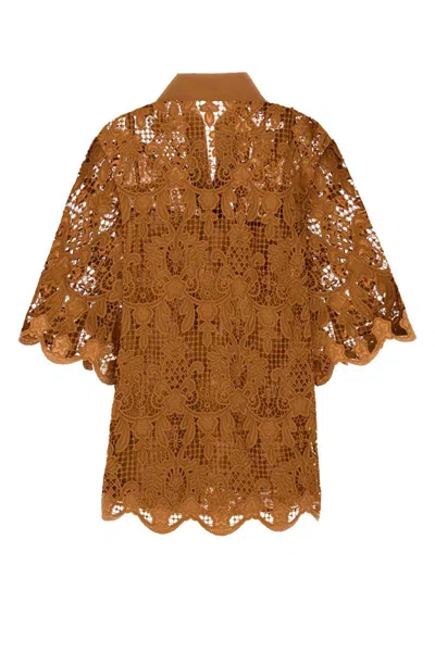 Zimmermann Coco Lace Tunic Top In Biscuit In Orange
