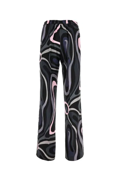 Pucci Abstract Pattern High Waist Wide Leg Trousers In Black