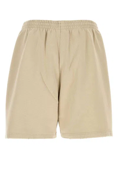 Balenciaga Sand Cotton Bermuda Shorts In Brown