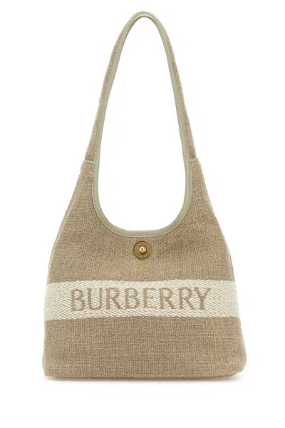 Burberry Women Cappuccino Canvas Shoulder Bag In Brown