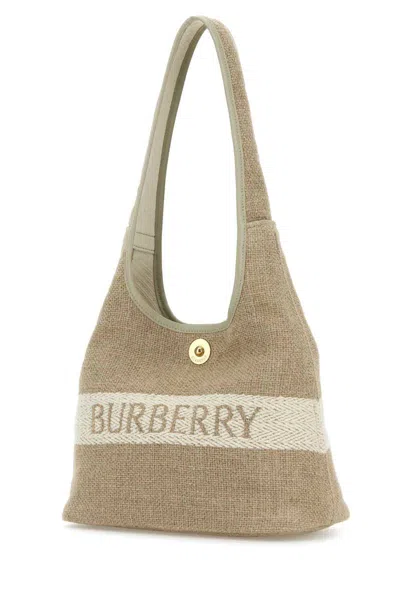 Burberry Women Cappuccino Canvas Shoulder Bag In Brown