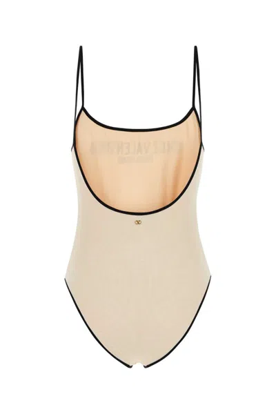 Valentino Garavani Cream Lycra Piquet Swimsuit In Neutral