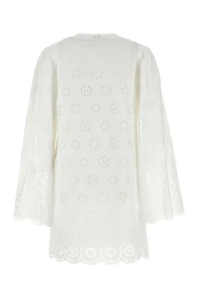 Chloé Mini Dress With Flared Sleeves And Scalloped Hem In Multi