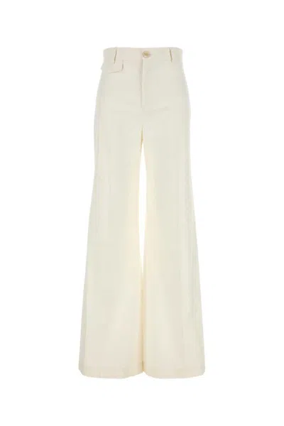 Chloé Chloe Women White Cotton Pant In Neutral