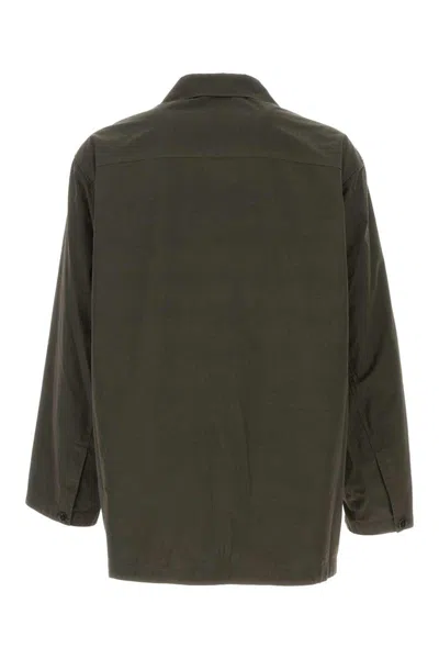 Lemaire Cotton Jacket With Front Pockets And Long Sleeves In Green