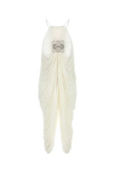 Loewe Draped Halter Neck Dress With Open Back In White