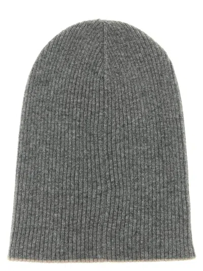 Brunello Cucinelli Reversible Ribbed Cashmere Beanie Hat In Multi