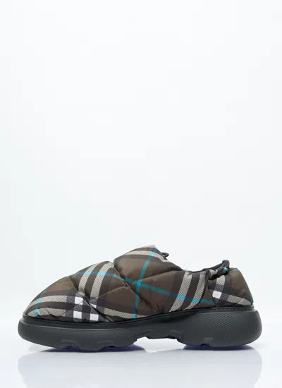 Burberry Men Check Nylon-blend Pillow Mule In Green