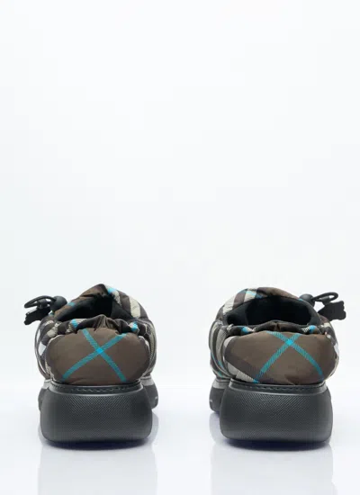 Burberry Men Check Nylon-blend Pillow Mule In Green