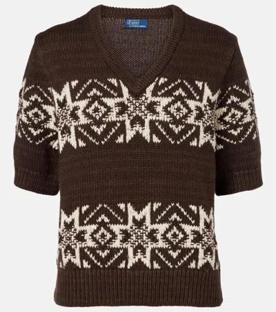 Polo Ralph Lauren Intarisa Cotton And Wool Sweater In Brown
