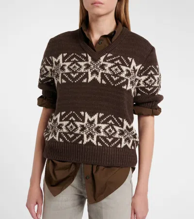 Polo Ralph Lauren Intarisa Cotton And Wool Sweater In Brown