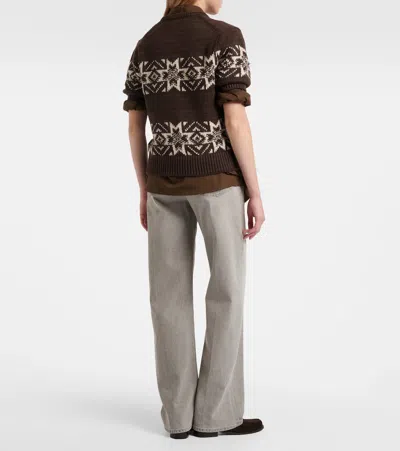 Polo Ralph Lauren Intarisa Cotton And Wool Sweater In Brown