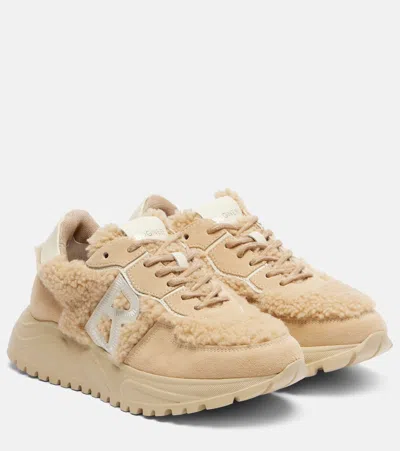 Bogner Malaga 27 Suede-trimmed Shearling Platform Sneakers In Nude