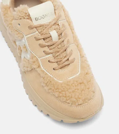 Bogner Malaga 27 Suede-trimmed Shearling Platform Sneakers In Nude