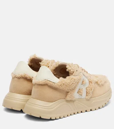 Bogner Malaga 27 Suede-trimmed Shearling Platform Sneakers In Nude