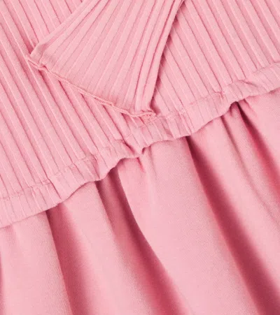 Il Gufo Gathered Cotton-blend Dress In Pink