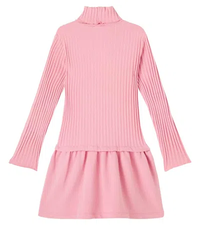 Il Gufo Gathered Cotton-blend Dress In Pink