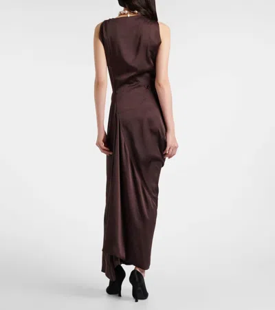 Vivienne Westwood Long Fond Draped-veck Maxi Dress In Brown
