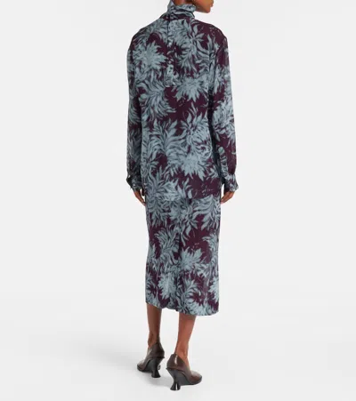 Dries Van Noten Printed Sheer Chiffon Turtleneck Top In Multi