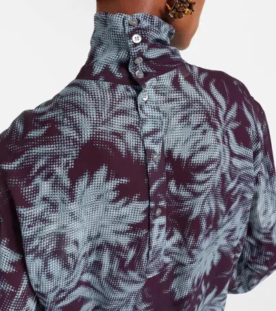 Dries Van Noten Printed Sheer Chiffon Turtleneck Top In Multi