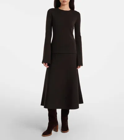 Gabriela Hearst Wool, Silk, And Cashmere Midi Skirt In Black
