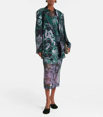 Dries Van Noten Bastis Abstract Floral Jacquard Single Breasted Crepe Blazer In Multi
