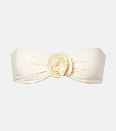 Same Rosette Floral-appliqué Bandeau Bikini Top In Neutral