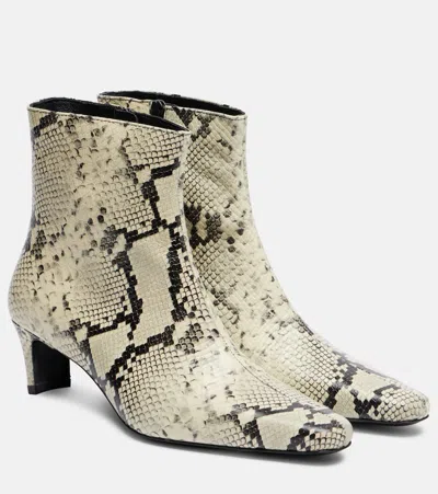 Staud Wally Snake-effect Leather Ankle Boots In Multi