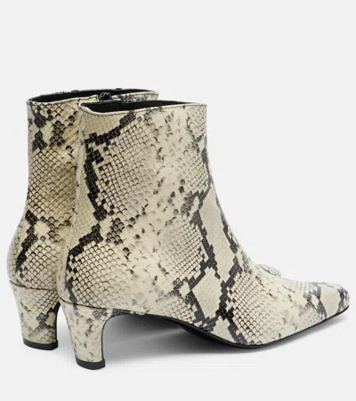 Staud Wally Snake-effect Leather Ankle Boots In Multi