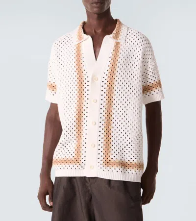Frescobol Carioca Pinto Crochet Cotton Shirt In White