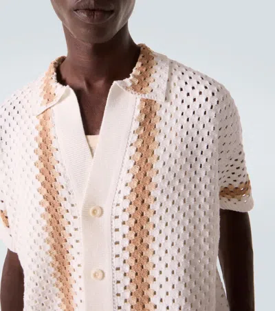 Frescobol Carioca Pinto Crochet Cotton Shirt In White